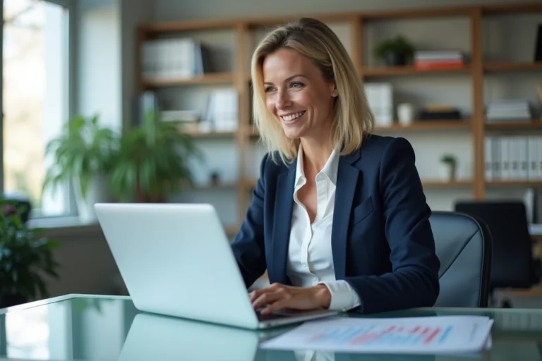 Femme d'affaires confiante en bureau moderne